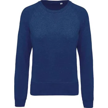 Dámská mikina Kariban Ladies’ Organic Cotton Crew Neck Raglan Sleeve Sweatshirt mikina, modrá (Heather Sapphire)