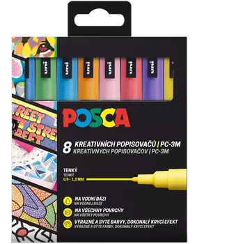 Posca sada popisovačů PC-3M, 0,9 - 1,3 mm, třpytivé barvy (8 ks)