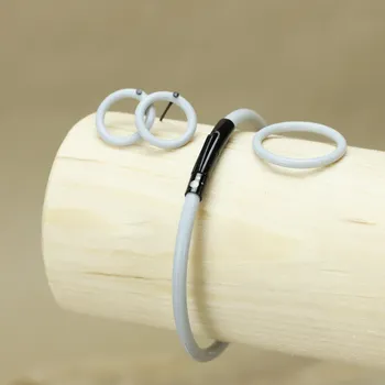 Sada simply šedá - připínací Velikost náramku: 12 cm, Velikost Prstýnku: XS - 52 mm, Barva ocelových komponentů: černá