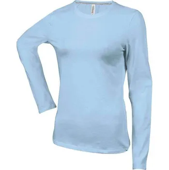 Dámské tričko Kariban Ladies' Long-sleeved Crew Neck T-shirt, modrá (Stone Blue)