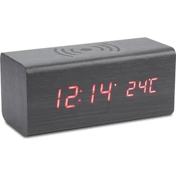 Hodiny CORNELL Stolní hodiny s bezdrátovou indukční nabíječkou černá