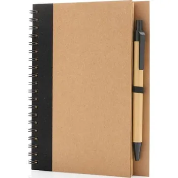 Blok Kraftový poznámkový blok s kroužkovou vazbou a perem, černá, černá