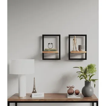 police vidaXL Nástěnné police 2 ks 25 x 25 x 35 cm masivní akácie a ocel [338461]