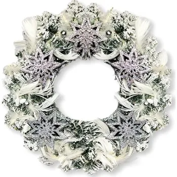 Vánoční dekorace LAALU Vánoční věnec - stříbrná hvězda, 30 cm