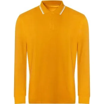 Pánská košile Just Polos Long Sleeve Tipped 100 Polo, hnědá (Old Gold)