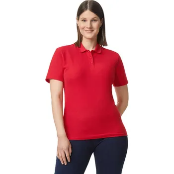 Gildan Softstyle® Ladies' Double PiquÉ Polo With 3 Colour-matched Buttons, červená (Red)
