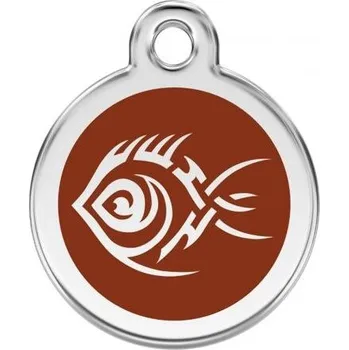 psí známka Známka Red Dingo - Ryba Tribal - Hnědá velikost známky L - 37 mm