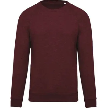 Pánská mikina Kariban Men's Organic Cotton Crew Neck Raglan Sleeve Sweatshirt mikina, červená (Heather Sport Dark Maroon)