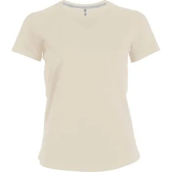 Dámské tričko Kariban Ladies' Short-sleeved V-neck T-shirt, hnědá (Natural)