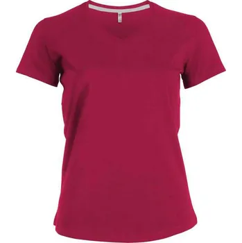 Dámské tričko Kariban Ladies' Short-sleeved V-neck T-shirt, růžová (Heliconia)