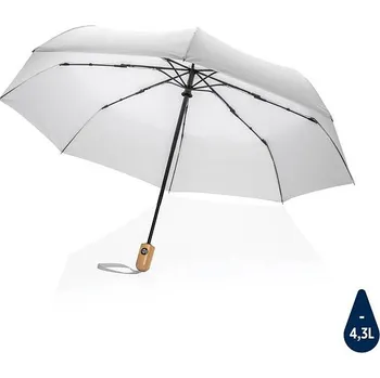 21' bambus auto-open/close deštník Impact ze 190T RPET AWARE, bílá