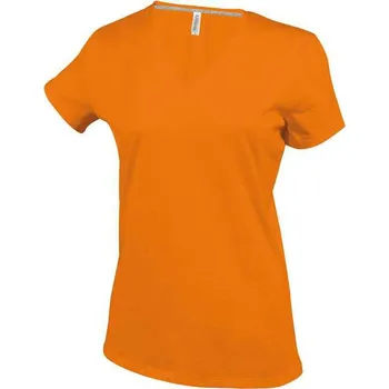 Kariban Ladies' Short-sleeved V-neck T-shirt, oranžová (Tennessee Orange)