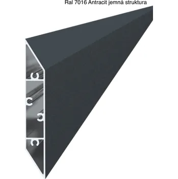 Stavební profil Hliníkový profil lamela 108 rozměr 108x16 mm barva Ral 7016 struktura antracit délka 6m Cena za kus