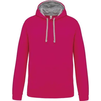 Pánská mikina Kariban Men's Contrast Hooded Sweatshirt mikina, růžová (Heliconia)