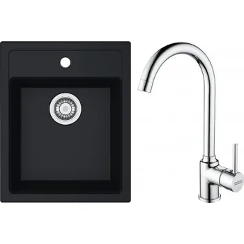 Tectonitový dřez FRANKE Set T100Č SID 610-40 černá + FP 9000.031