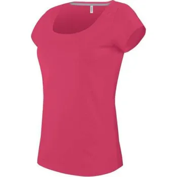 Dámské tričko Kariban Ladies’ Boat Neck Short-sleeved T-shirt, růžová (Heliconia)