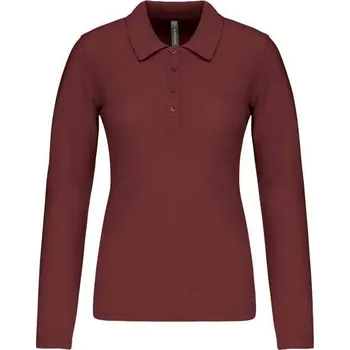 Kariban Ladies’ Long-sleeved PiquÉ Polo Shirt, červená (Maroon)