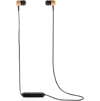 Sluchátka Bambusová bezdrátová sluchátka do uší, hnědá