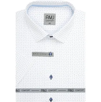 Pánská košile Košile AMJ Slim fit s krátkým rukávem - bílá s modrým vzorem VKSBR1449 velikost: 45, délka rukávu: krátký rukáv