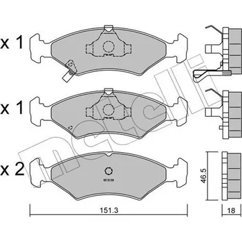 Brzdová destička Sada brzdových destiček, kotoučová brzda METELLI 22-0127-0