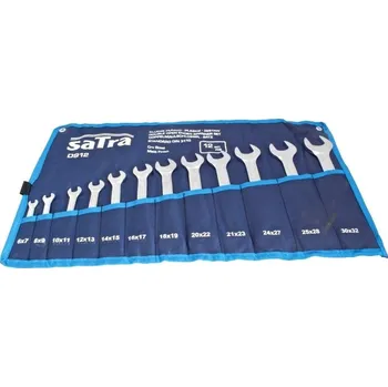 Ploché klíče otevřené 6x7 - 30x32 mm, dvoustranné, sada 12 ks - SATRA D912