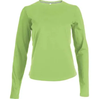 Kariban Ladies' Long-sleeved Crew Neck T-shirt, zelená (Lime)