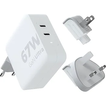 Cestovní nabíječka Xtorm XVC2067 GaN Ultra 67 W s kabelem USB-C PD 100 W, bílá