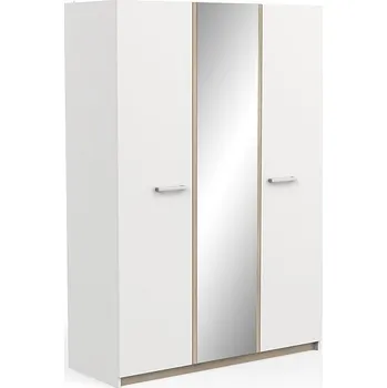Šatní skříň Nejlevnější nábytek Skříň třídveřová TODY se zrcadlem, bílá/dub kronberg