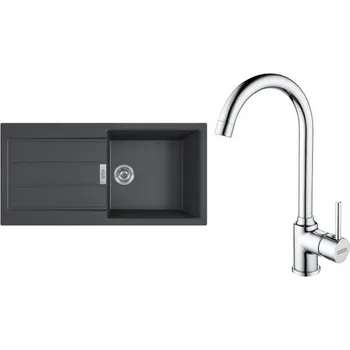 Tectonitový dřez FRANKE Set T108Č S2D 611-100 černá + FP 9000.031