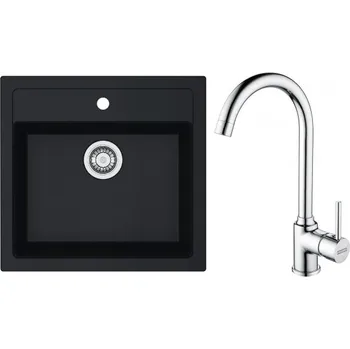 Tectonitový dřez FRANKE Set T102Č SID 610 černá + FP 9000.031