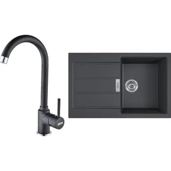 Tectonitový dřez FRANKE Set T84Č S2D 611-78 černá + FP 9000.071 onyx