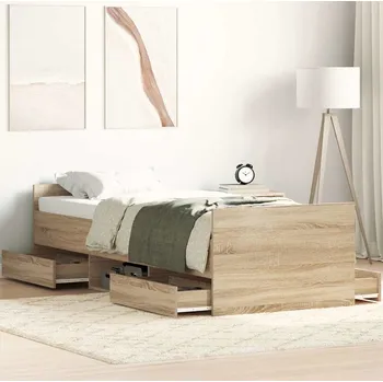 Ložnice vidaXL Rám postele s hlavovým a nožním čelem 75 x 190 cm [3203820] Barva: dub sonoma