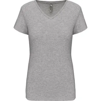 Dámské tričko Kariban Ladies' Short-sleeved V-neck T-shirt, šedá (Graphite Heather)