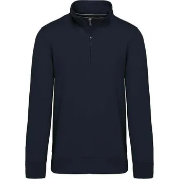 Pánská mikina Kariban Zipped Neck Sweatshirt mikina, modrá (Navy)