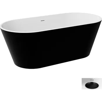 Vana Besco Akrylátová volně stojící vana Deeva BW 150x75 (170x80, 180x80) Rozměry (cm): 150x75, Typ a barva výpustě: Click-Clack se šterbinovým přepadem, černá mat