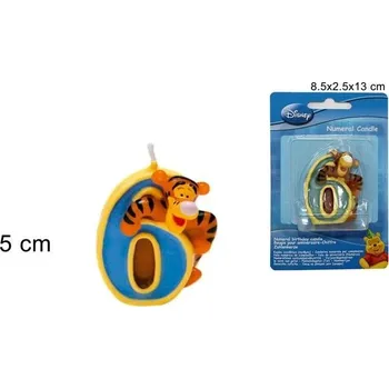 PROHOME - Svíčka číslice 6 Medvídek Pú