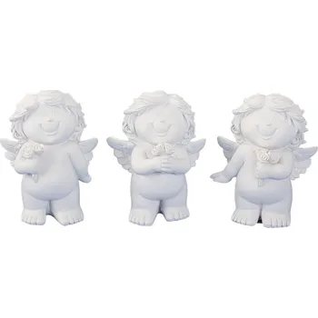 Vánoční dekorace Anděl bílý s růží 9,5cm různé druhy