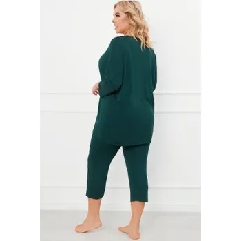 Dámské noční prádlo Tříčtvrteční dámské pyžamo Italian Fashion Natura - viskóza Zelená 2XL