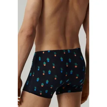 Boxerky 2 PACK boxerky Atlantic 2MHH-005 - kaktus Tmavě modrá - lososová L