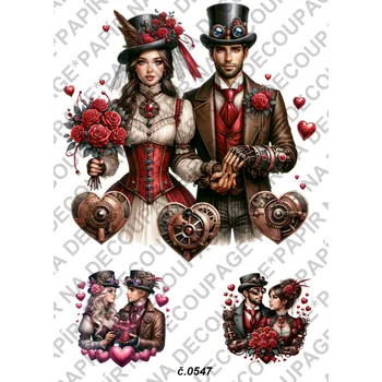 Umělecký papír Rýžový a soft papír na decoupage - Steampunk - KB0547 Materiál: Soft, Rozměr: A4