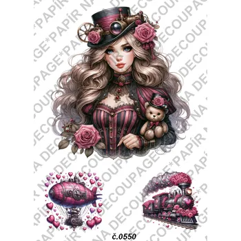 Umělecký papír Rýžový a soft papír na decoupage - Steampunk - KB0550 Materiál: Soft, Rozměr: A4