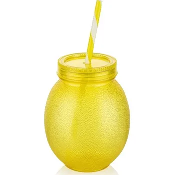 Sklenice PROHOME - Sklenice se slámkou Citron různé barvy