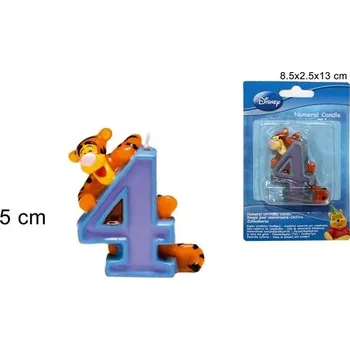 Svíčka PROHOME - Svíčka číslice 4 Medvídek Pú