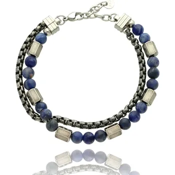 Náramek Yvon Exkluzivní pánský náramek se sodalitem a nerezovými detaily