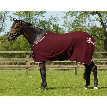 Vybavení pro koně QHP Odpocovací deka Ornament QHP, burgundy/silver Délka zad: 130 cm