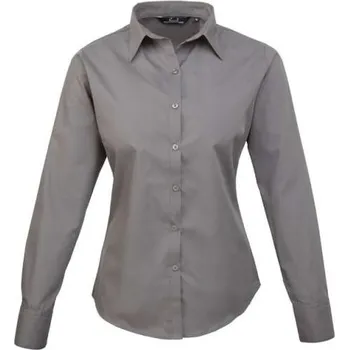 Dámská košile Premier Women's Long Sleeve Poplin Blouse, šedá (Charcoal)