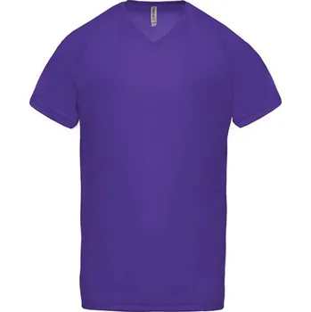 Proact Men’s V-neck Short Sleeve Sports T-shirt, fialová (Purple)