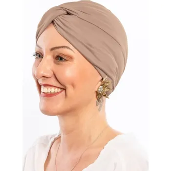 Čepice Dámský bavlněný onko turban po chemoterapii Canaver, hnědý