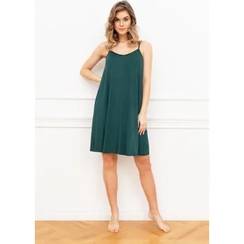 Dámská noční košile Noční košile Italian Fashion Song - na ramínkách Tmavě zelená M