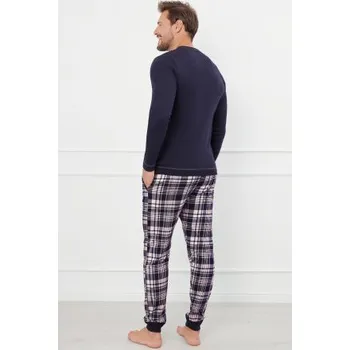 Pánské pyžamo Pánské pyžamo Italian Fashion Brit - bavlna Tmavě modrá 2XL